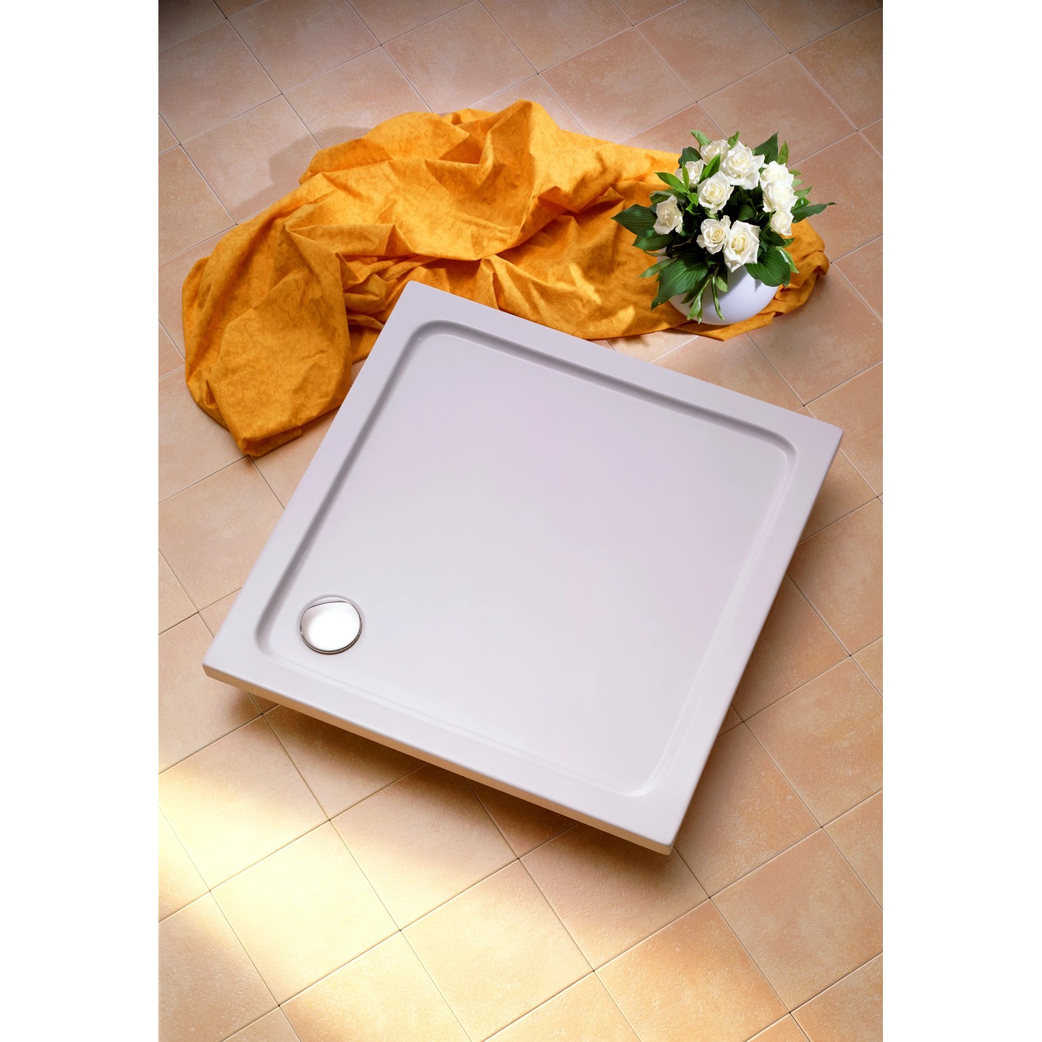 Rechteckige, extraflache Ottofond Duschwanne Aruba, 100x80 cm, in Weiß. Geeignet zur Aufsatzmontage.