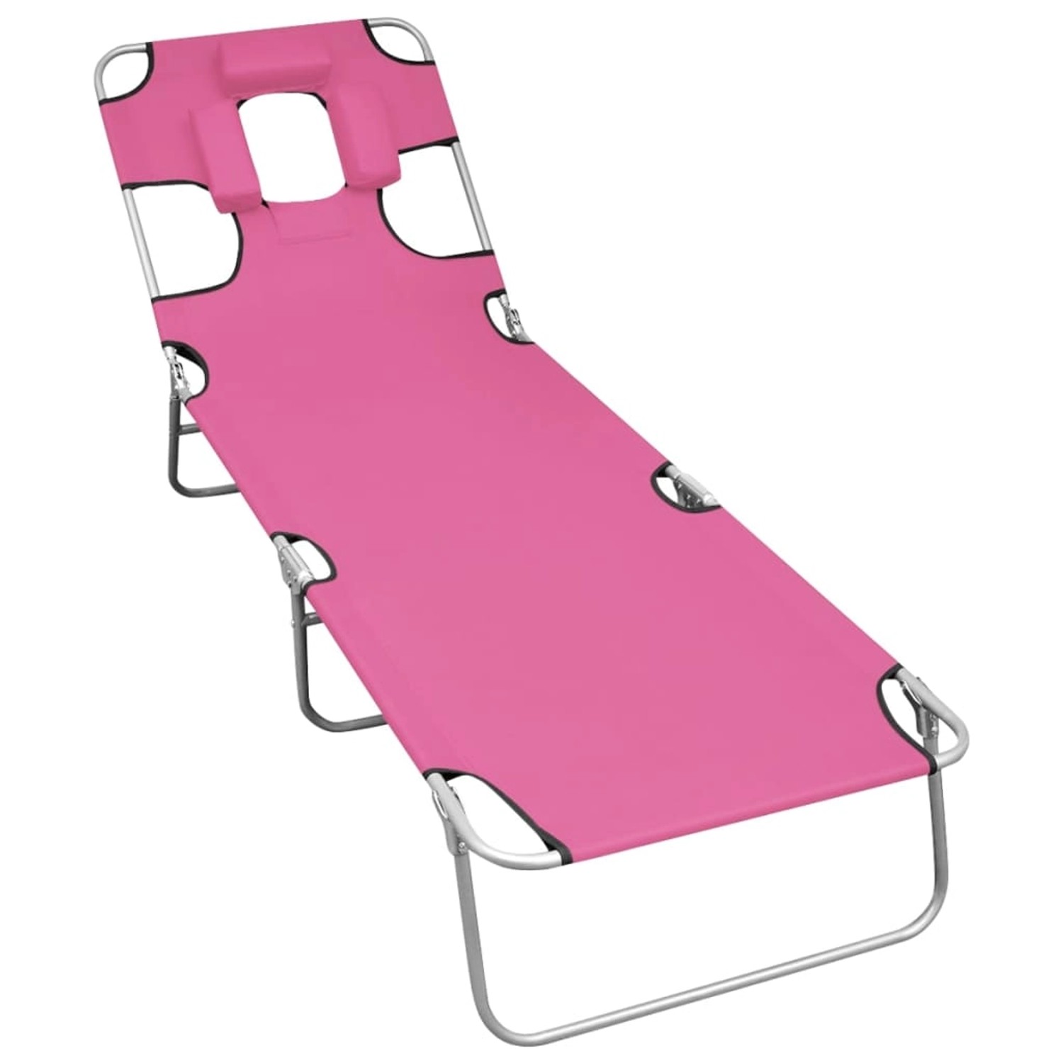 furnicato Klappbare Sonnenliege mit Kopfkissen Stahl Magento Rosa günstig online kaufen