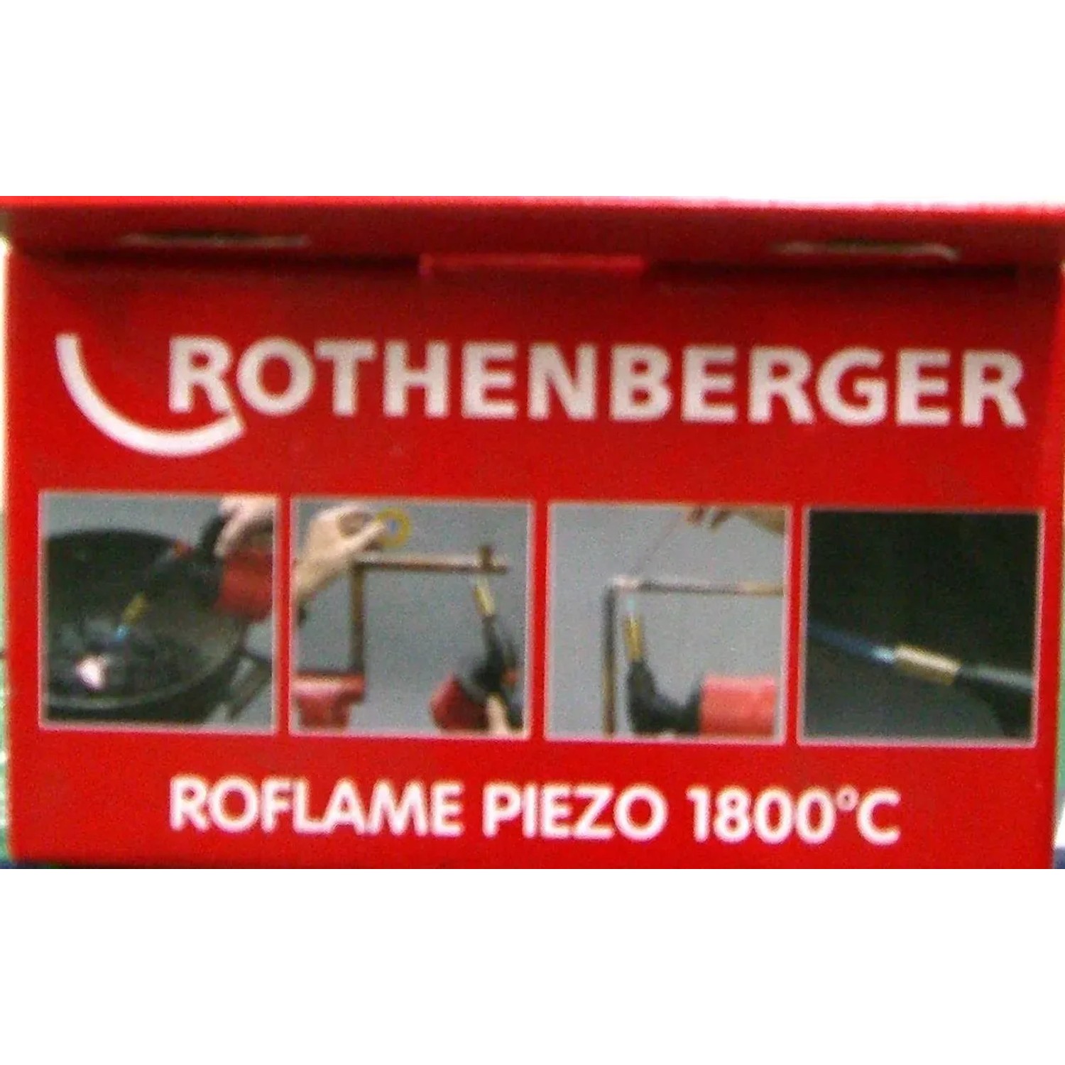 Verpackung der Rothenberger Industrial Lötlampe RoFlame mit Piezo-Zündung.