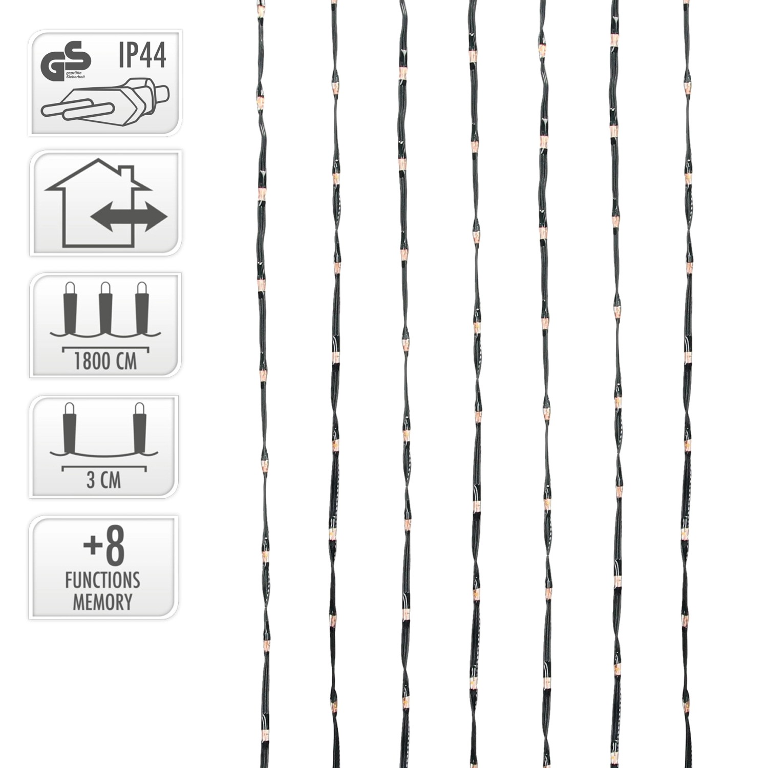 ECD Germany LED Micro Cluster Lichterkette, 18m, warmweiß, für Innen & Außen.
