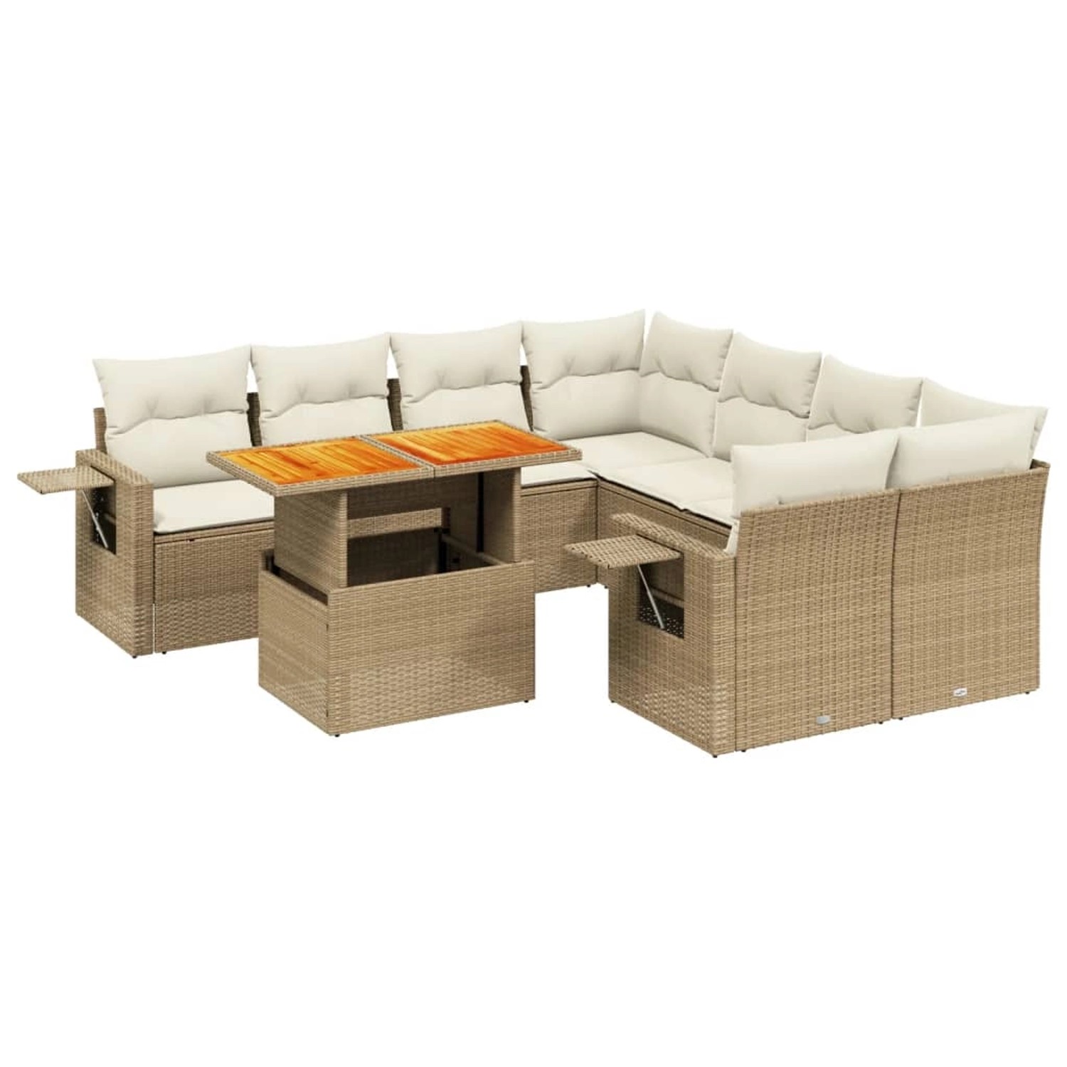 vidaXL 9-Tlg Garten-Sofagarnitur mit Kissen Beige Poly Rattan 3271681 günstig online kaufen