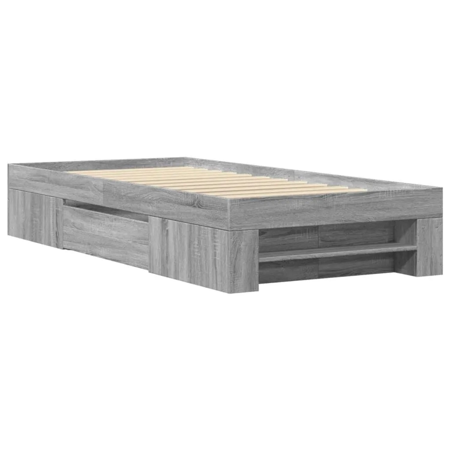 vidaXL Bettgestell Grau Sonoma 90x190 cm Holzwerkstoff 3295525 günstig online kaufen