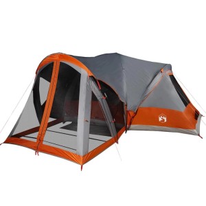 vidaXL Tipi-Familienzelt 8 Personen Grau und Orange Wasserdicht 94739