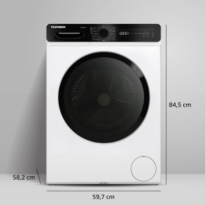 Telefunken Waschtrockner Kombi, 9 kg Waschen, 6 kg Trocknen, 1400 U/Min, Weiß. Waschmaschine mit Trockner integriert.