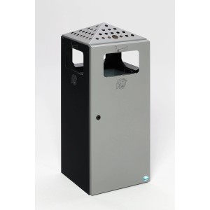 PROREGAL Eckiger Kombiascher Mit Einflügeltür Deckel 80 Liter HxBxT 92 x 40 x 40 cm Stahl Anthrazit