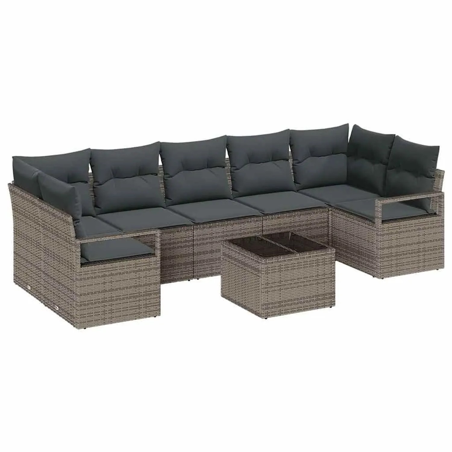 vidaXL Sofa Set mit Kissen 8-Tlg Grau Poly-Rattan 3346299