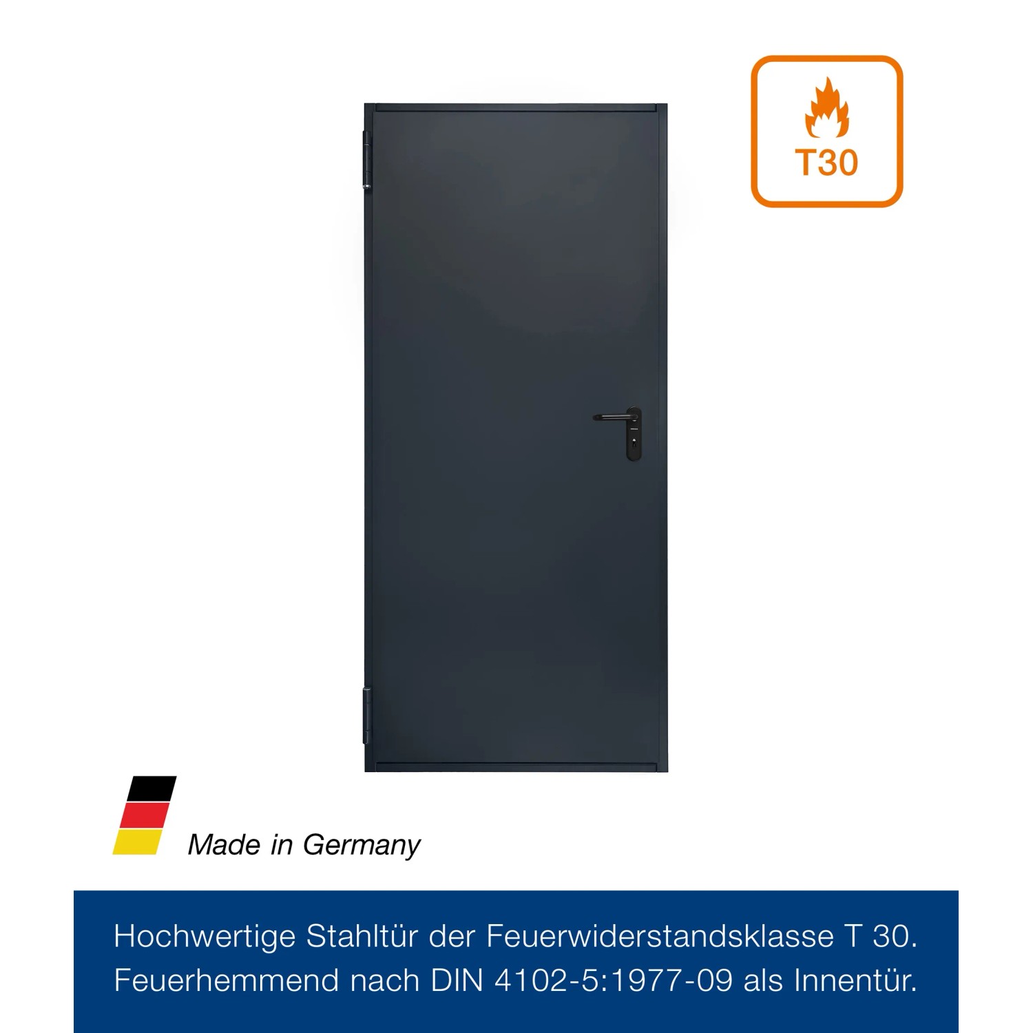 Anthrazitgraue Hörmann Mehrzwecktür H8-5, Kellertür, Stahltür, 87,5x200 cm, links/rechts