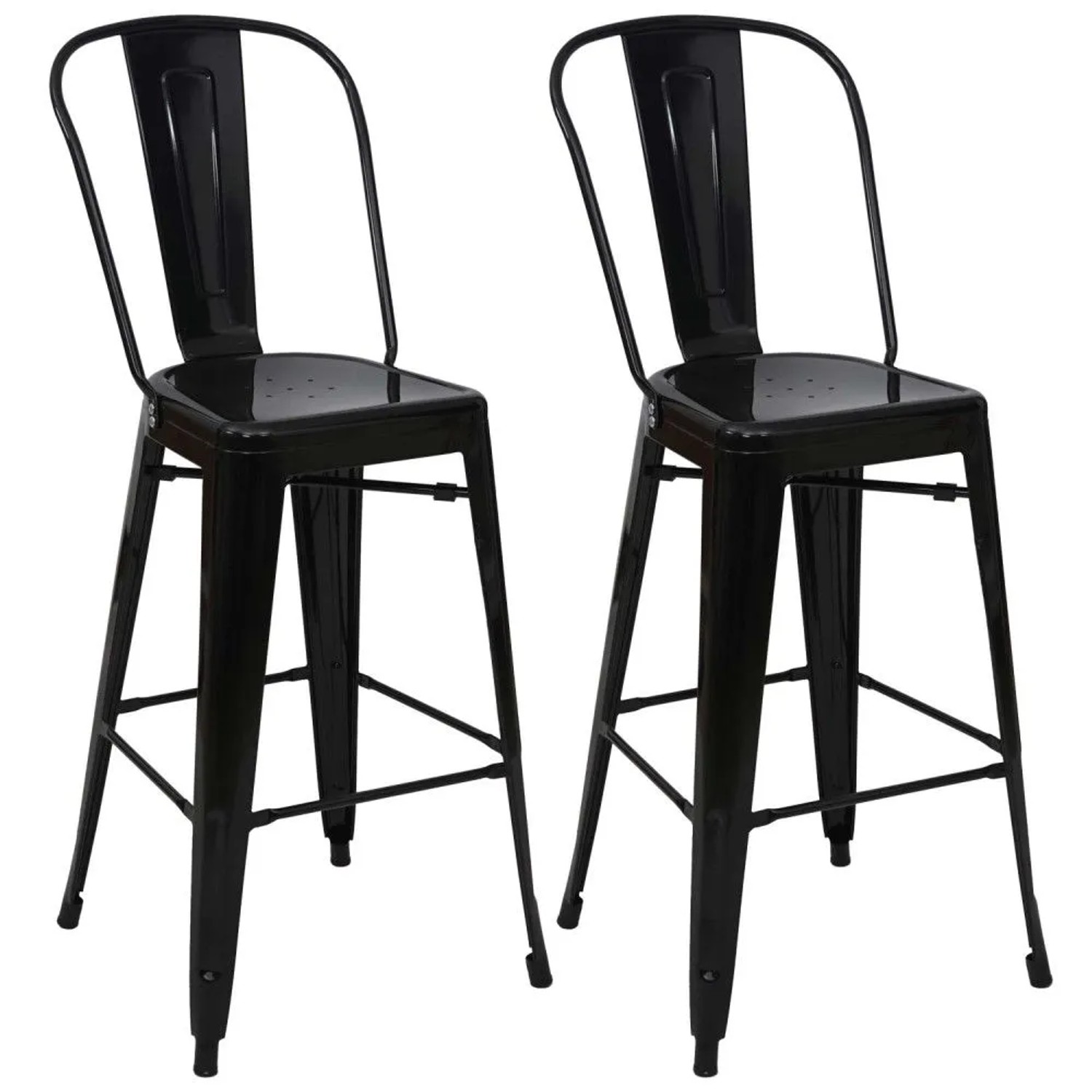 MCW Barhocker A73 Metall 2er-Set Schwarz