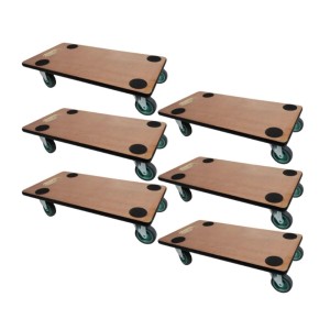 6er Set PROREGAL Transportroller mit Sperrholzplatte, 200kg Traglast, für Werkstattwagen.