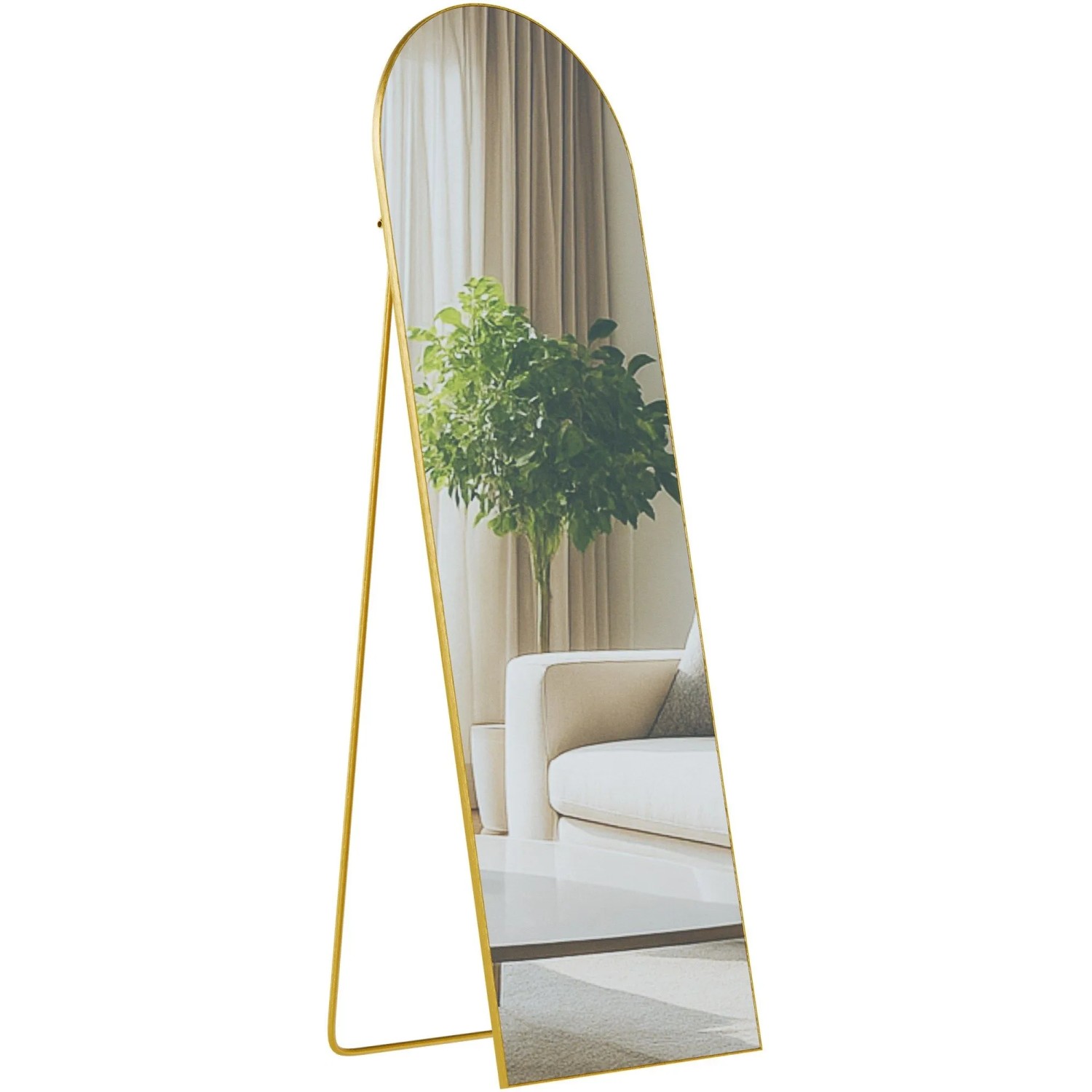 DELUKE Standspiegel MALAGA Glas Gold Glanz 50x3x150cm Ganzkörperspiegel Freistehender Spiegel Groß Schlafzimmer