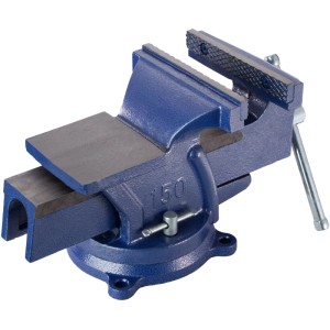 Tectake Schraubstock  Aus Gusseisen Mit Amboss  33 x 15 x 17 cm Blau