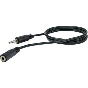 Schwaiger Audio Verlängerungskabel, 1,5 m, schwarz, mit 3,5 mm Klinkenstecker und -buchse.