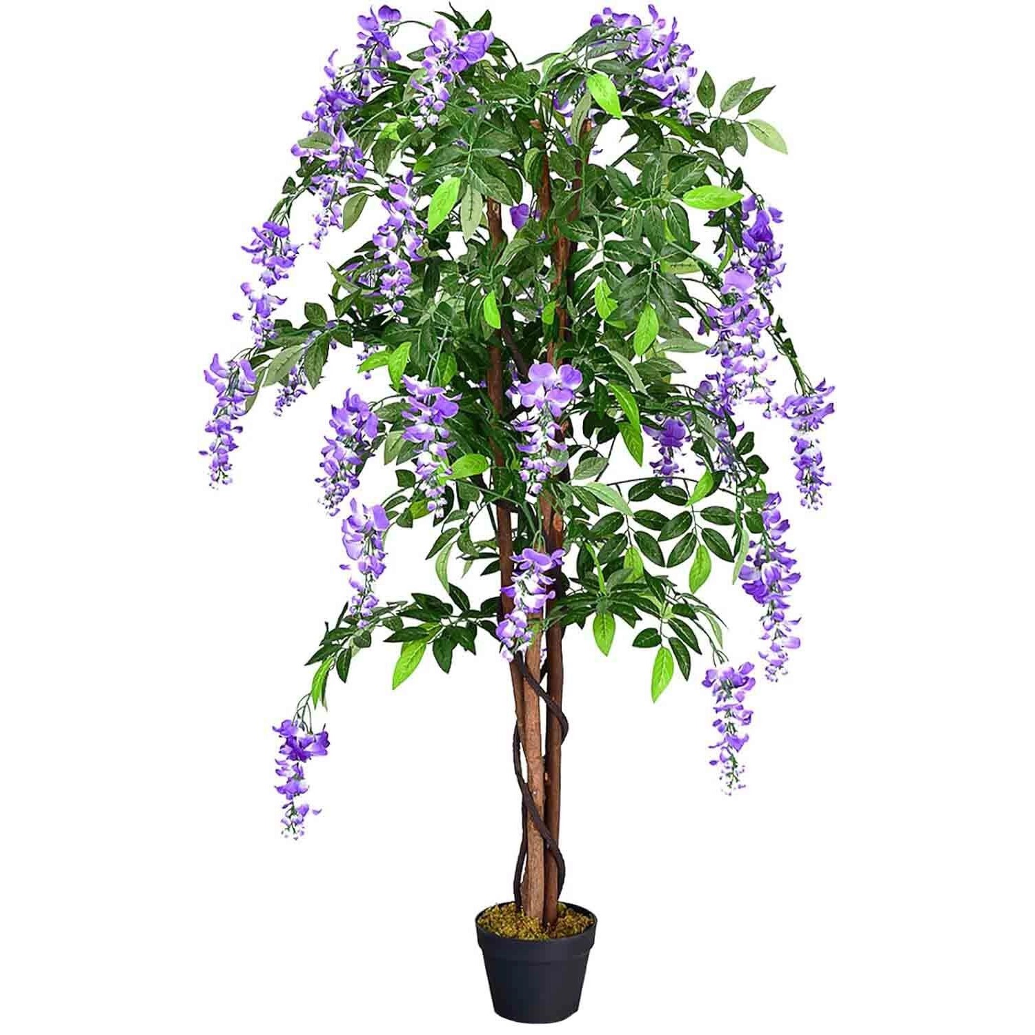 Costway Kunstbaum mit Blüten Zimmerpflanze 150cm Lila günstig online kaufen