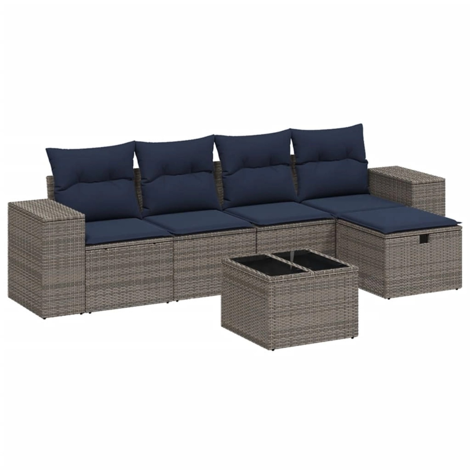 vidaXL 6-Tlg Garten-Sofagarnitur mit Kissen Grau Poly Rattan 3264406