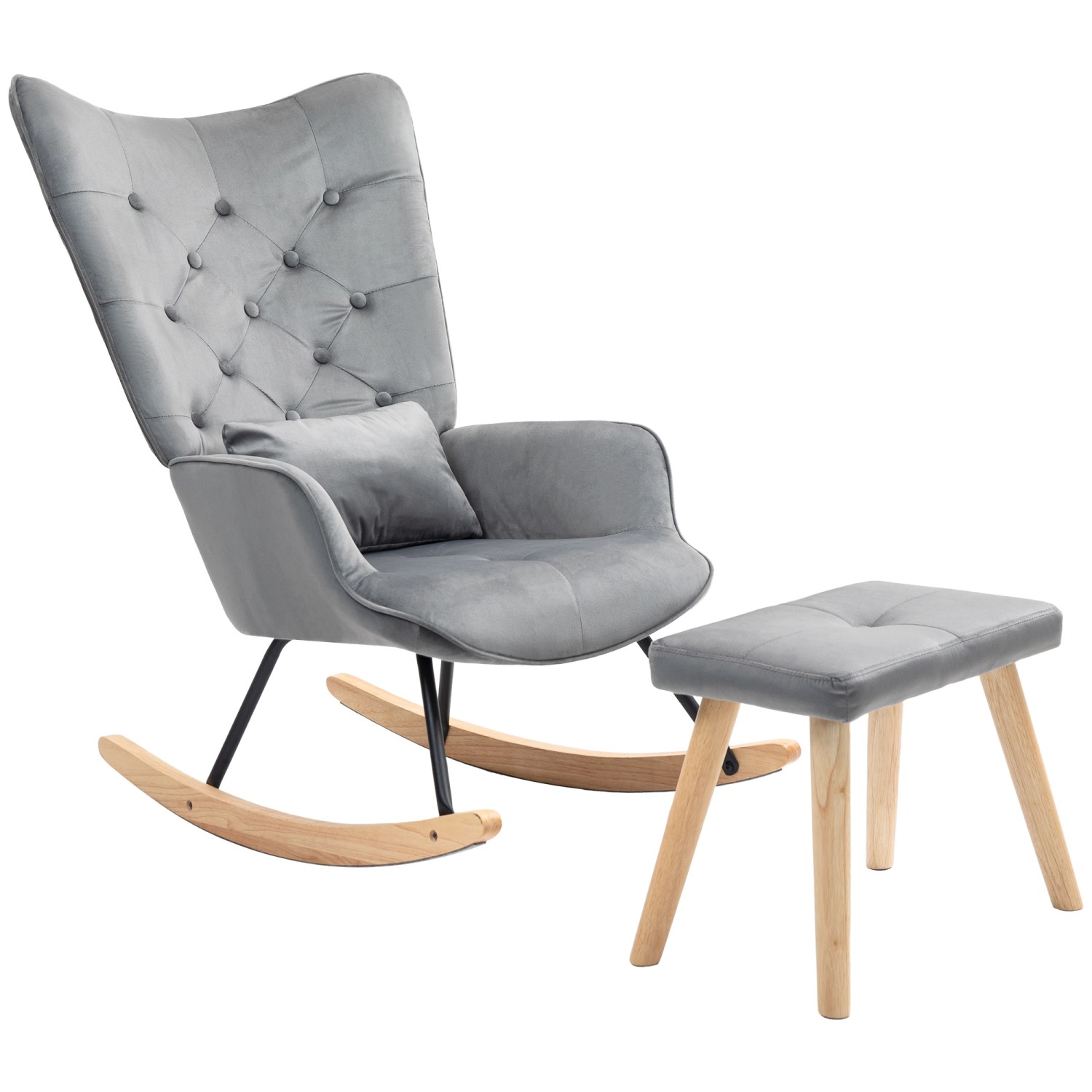 HOMCOM Schaukelsessel mit Hocker Samt Dunkelgrau 66L x 96B x 101H cm günstig online kaufen