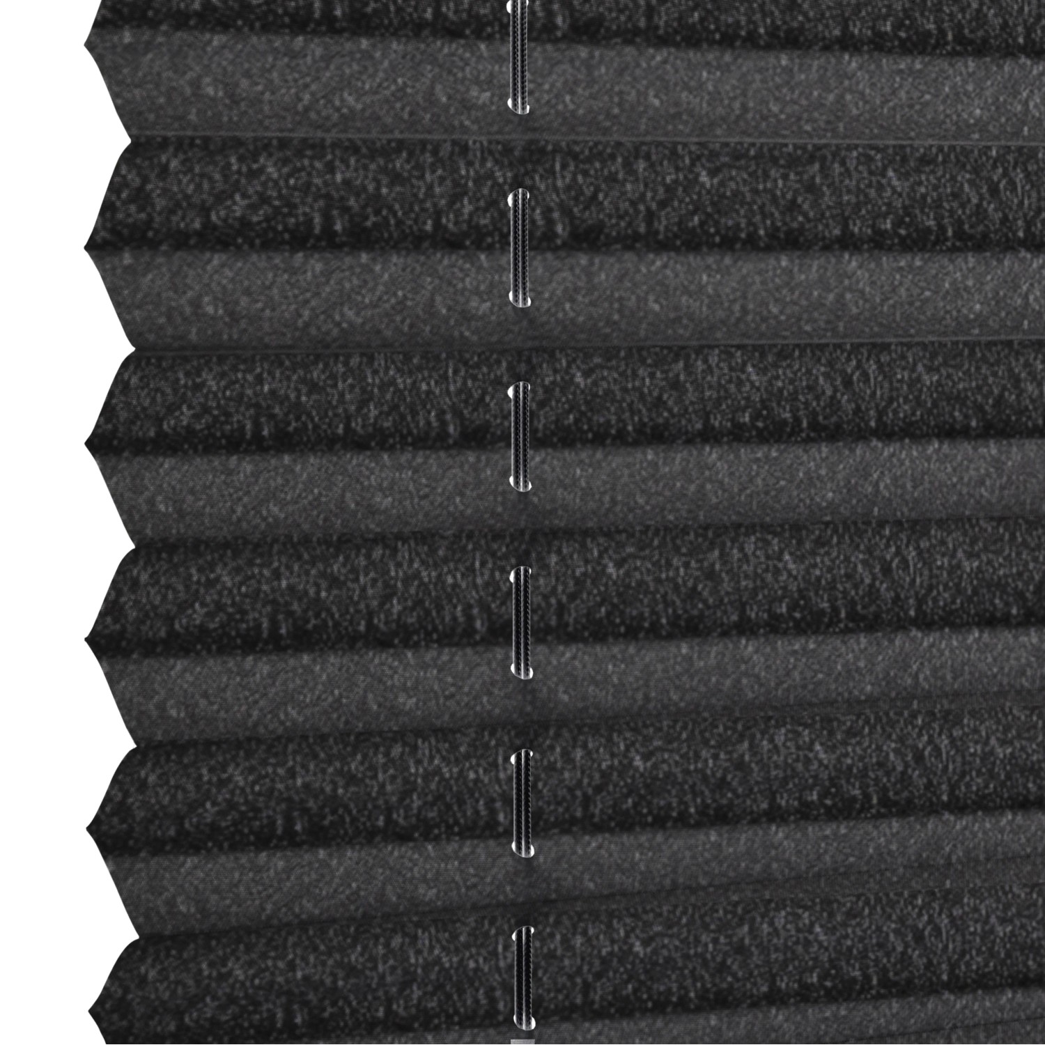 Schwarzes Gardinia Plissee Concept Tageslicht, 40x130 cm, Detailansicht.
