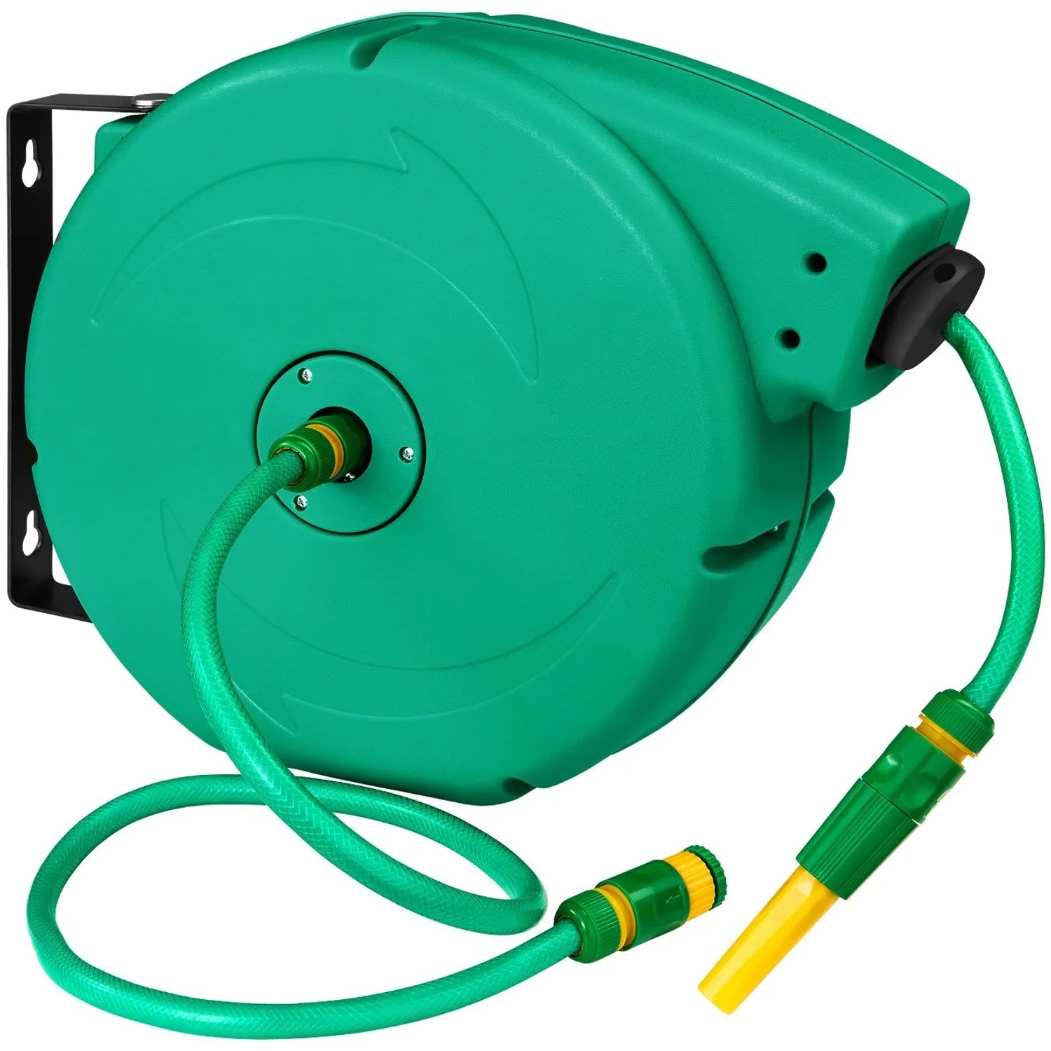 Tectake Schlauchtrommel  Mit ½ Zoll Schnellkupplung  Arbeitsdruck 8 Bar Aufroll Automatik Mit Schlauchstopp  45 x 15 x 41 cm Grün