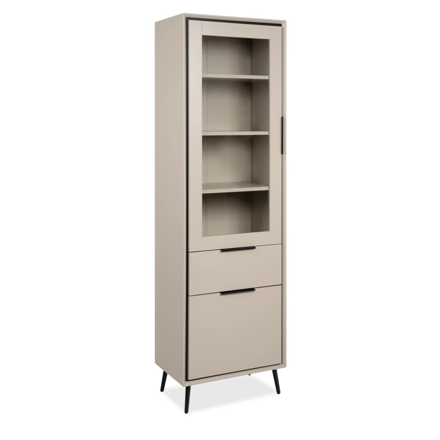 Furn.Design Vitrine in Sand und Schwarz 60 x 200 cm Brebbia günstig online kaufen