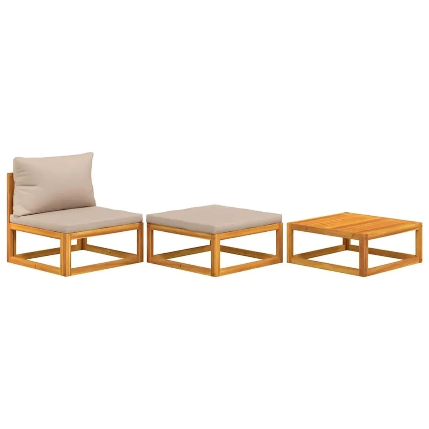 vidaXL 3-Tlg Garten-Lounge-Set mit Kissen Massivholz Akazie 360001