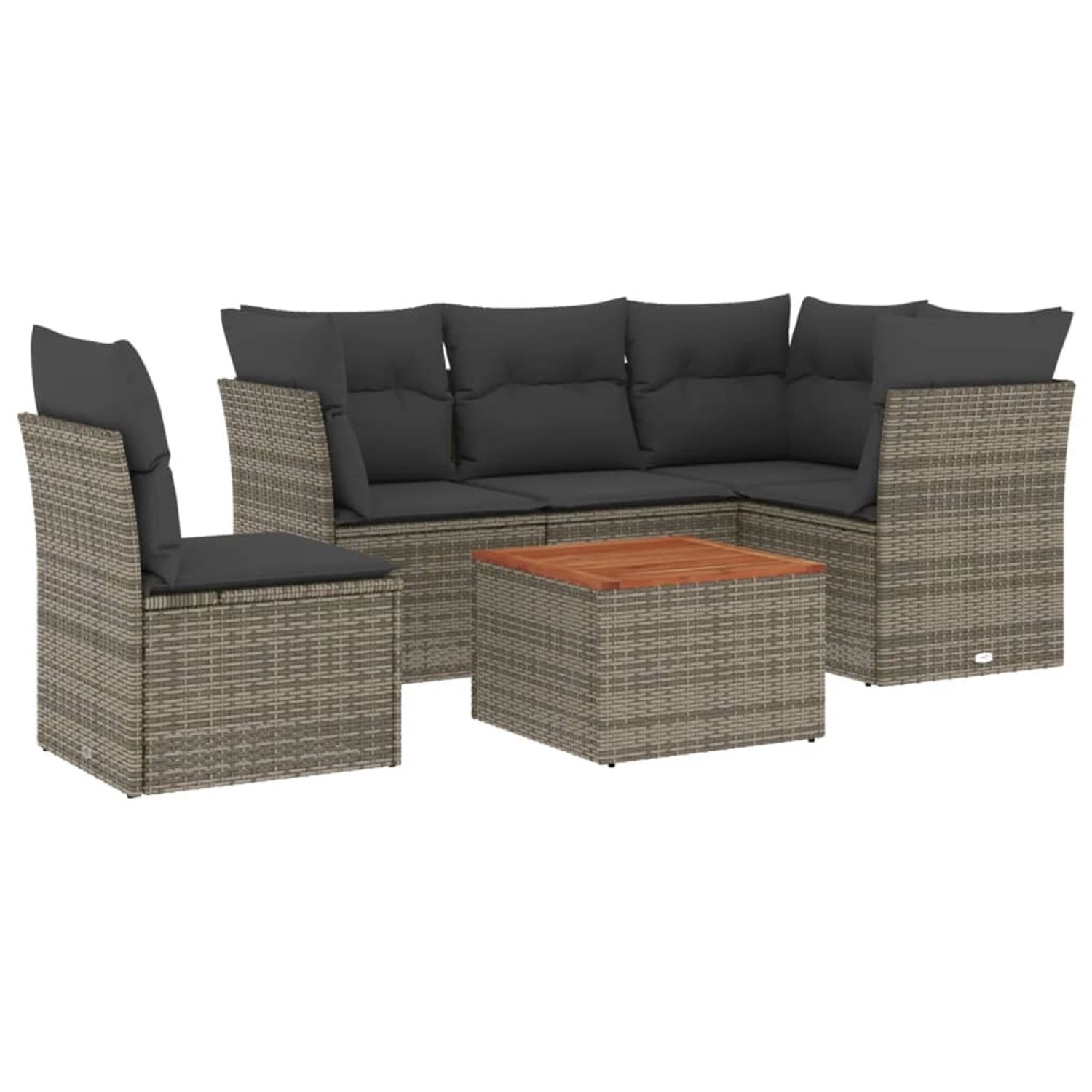 vidaXL 6-Tlg Garten-Sofagarnitur mit Kissen Grau Poly Rattan 3223645 günstig online kaufen