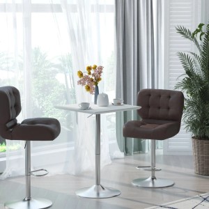 HOMCOM Bartisch, höhenverstellbar, weiße MDF-Platte, Stahlgestell, mit zwei Barhockern.
