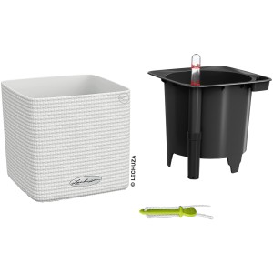 Lechuza Cube Color 16 Kräutertopf, weiß, 17x17cm, mit Bewässerungsset für den Inneneinsatz.