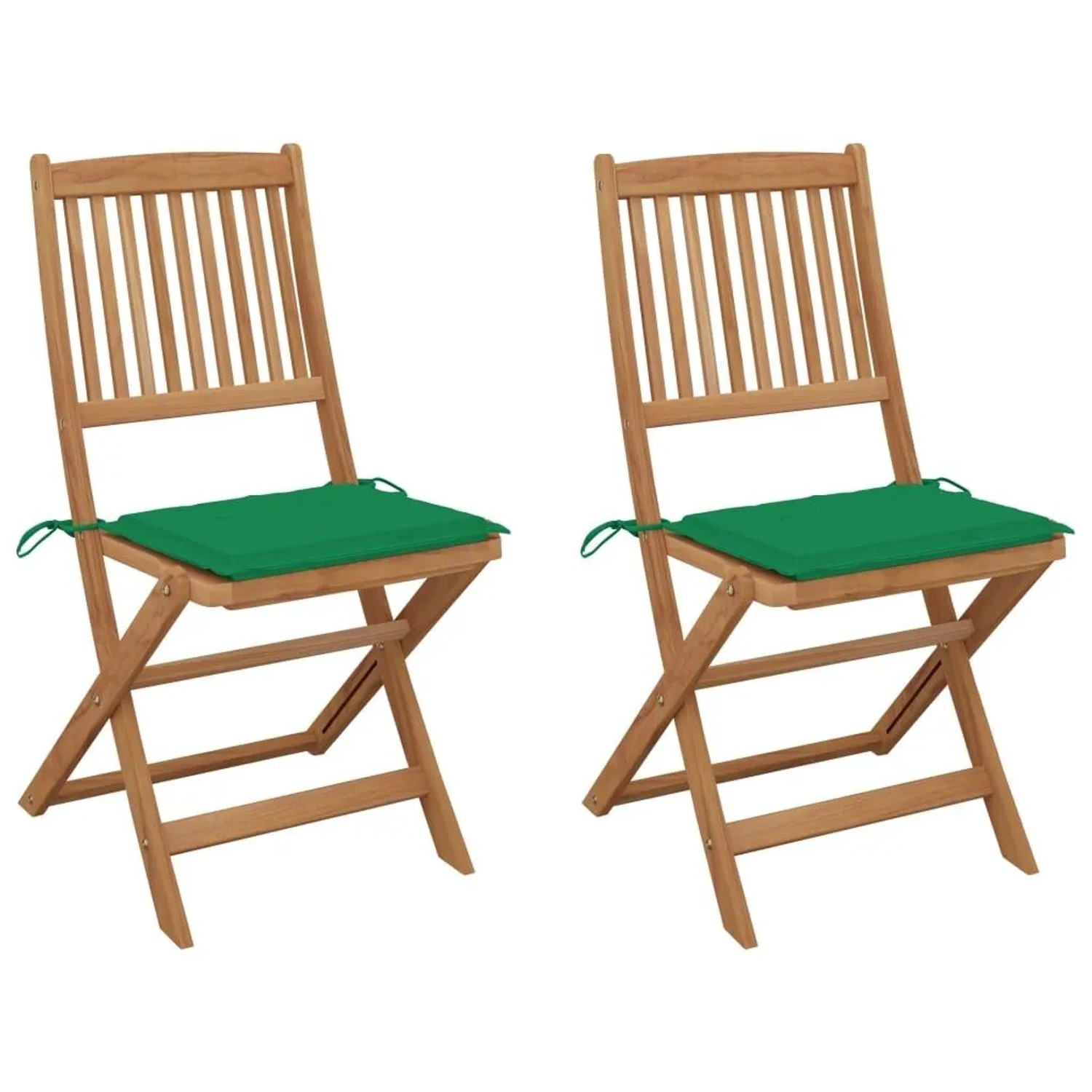 vidaXL Klappbare Gartenstühle 2 Stk mit Kissen Massivholz Akazie 3064649