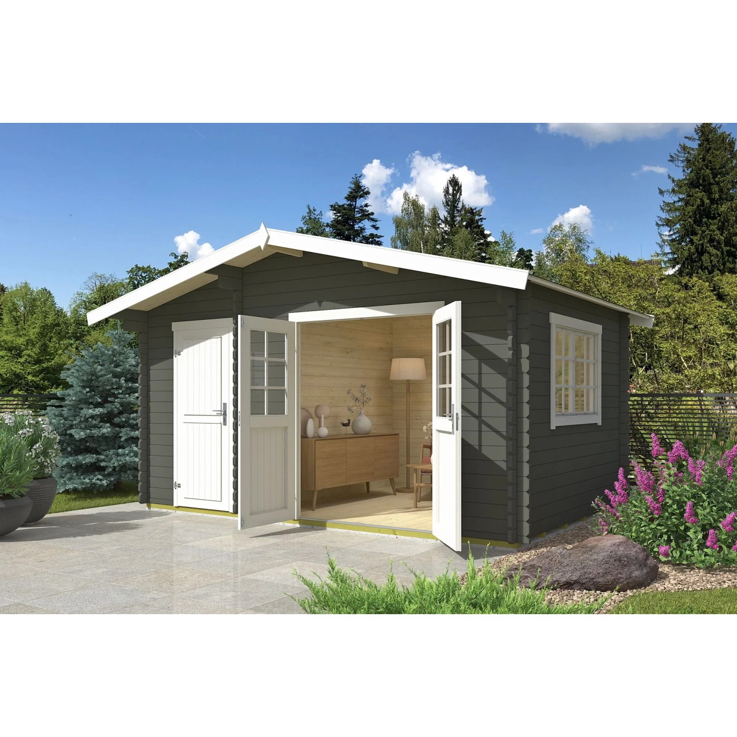 Lasita Gartenhaus Keila 34 Grau-Grün 425 cm x 280 cm