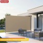 Beige Floordirekt Seitenmarkise 160x350 cm, ausziehbar, als Sicht- und Sonnenschutz auf moderner Terrasse.