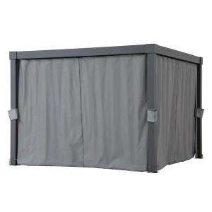 Graue Sunjoy Vorhänge für Matterhorn Multi-Pergola 306x306 cm, geschlossen.