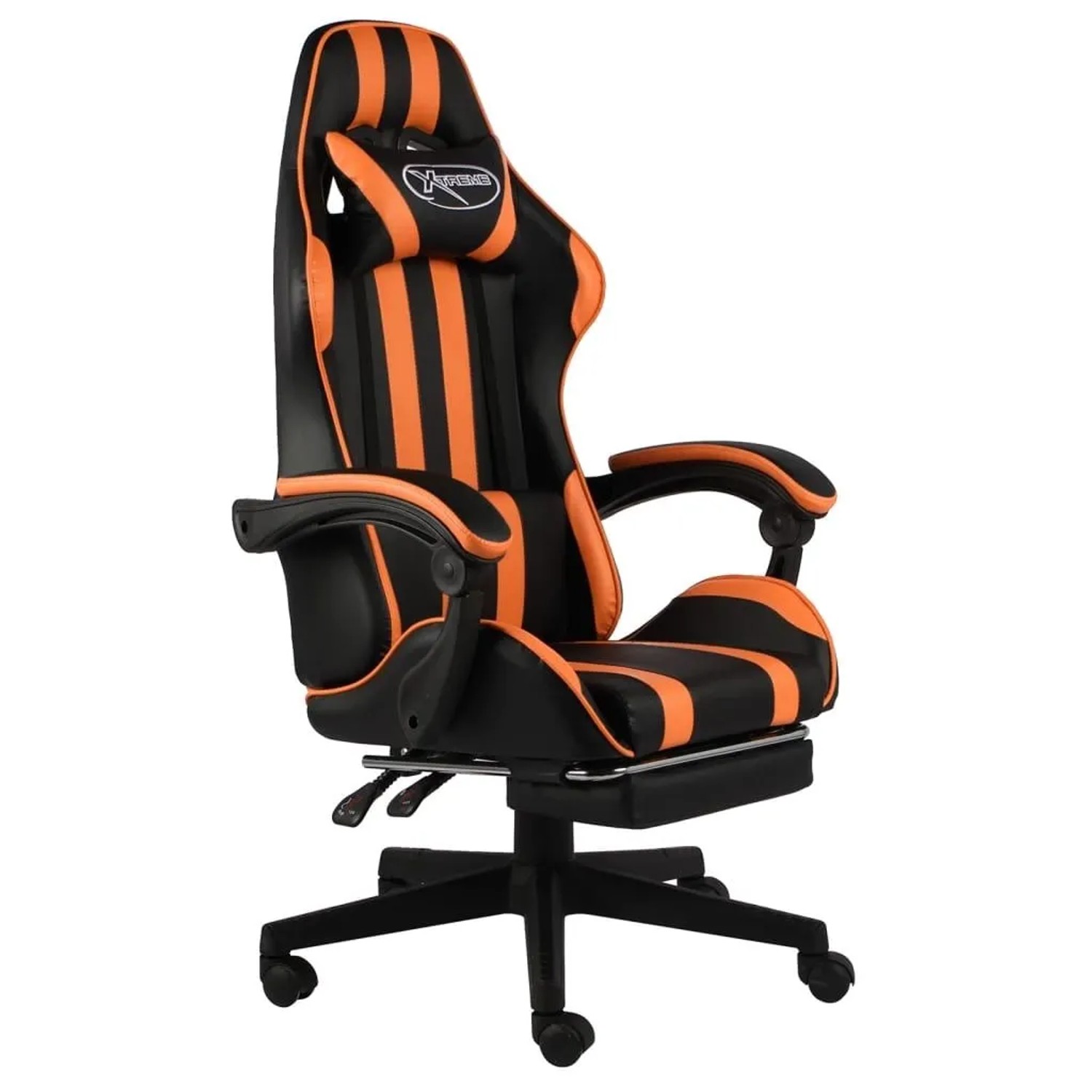 vidaXL Gaming-Stuhl mit Fußstütze Schwarz und Orange Kunstleder 20532