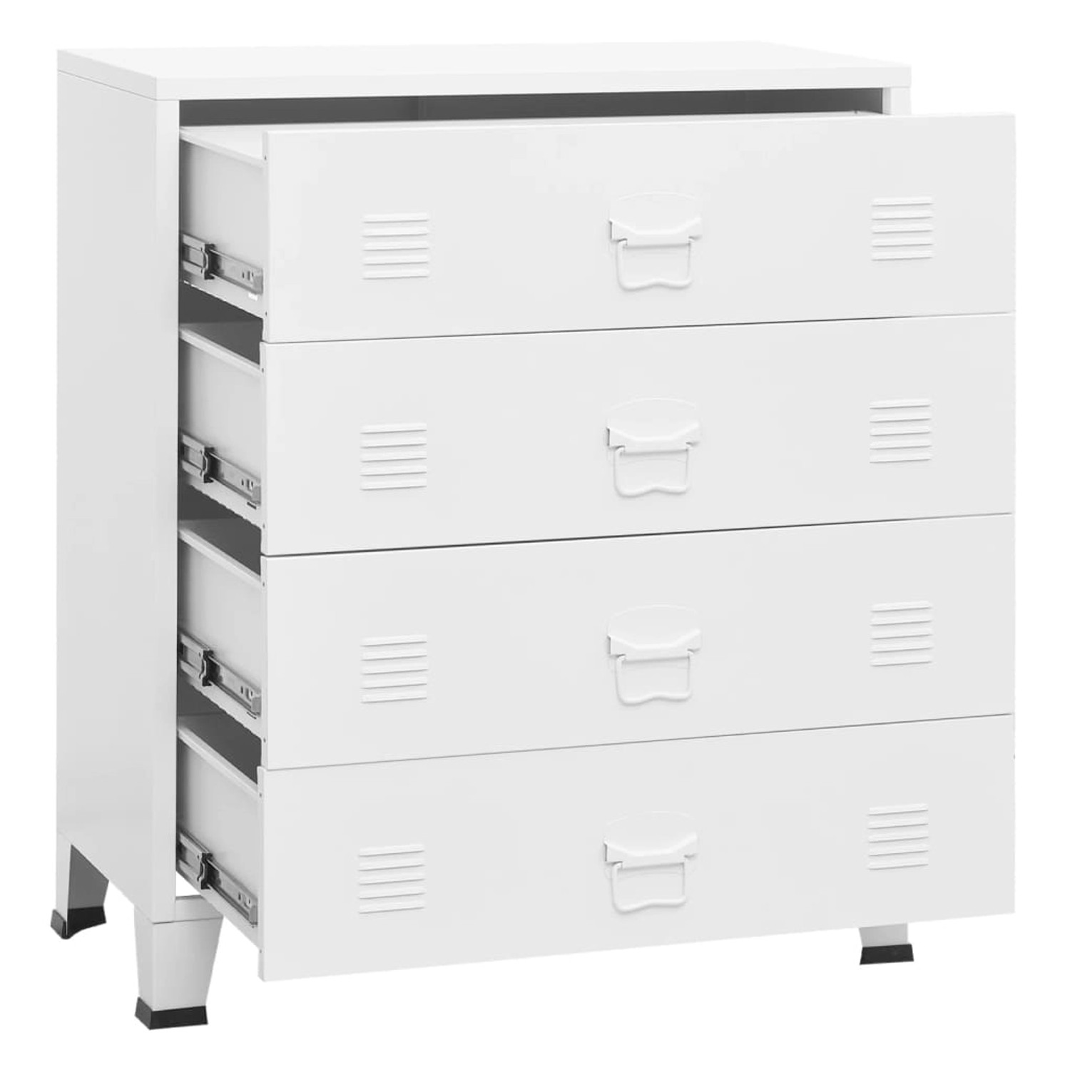 VidaXL Sideboard Hochglanz Weiß 107cm - 2 Schubladen 3 Türen Kommode
