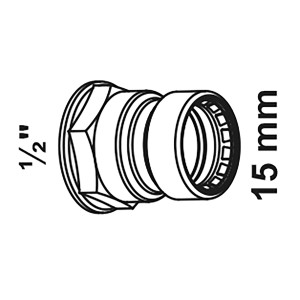Kirchhoff Übergangsmuffe, blank, 15 mm x 18,7 mm (1/2 IG), Steckfitting für Sanitär- und Heizungsinstallationen.