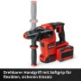 Roter Einhell Akku-Bohrhammer TP-HD 36/30 Li BL +4 Solo mit Zusatzhandgriff.