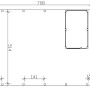 Grundriss Skan Holz Carport Friesland mit Abstellraum, 708x546 cm. Zeigt Pfostenpositionen und Lagerraum.