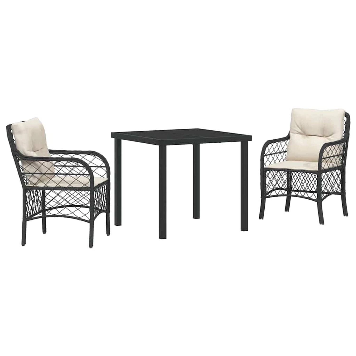 vidaXL Garten Essgruppe mit Kissen 3-Tlg Schwarz Poly Rattan 3380197 günstig online kaufen