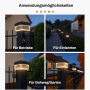 6040 Solar Zaunleuchte 60x60 LED an Doppelstabmattenzaun. Zeigt stimmungsvolle Zaunbeleuchtung für Garten, Einfahrt, Betrieb.