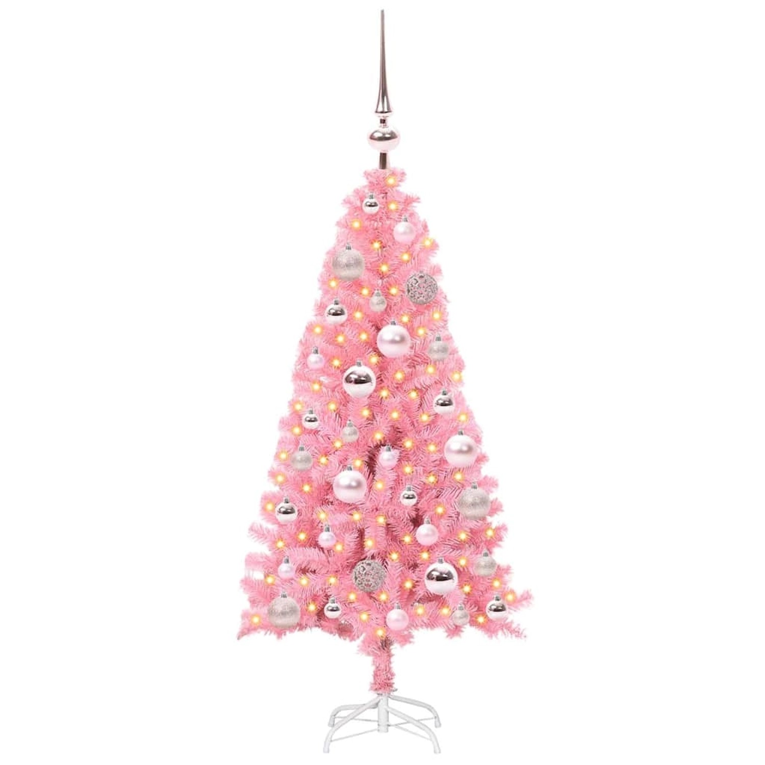 vidaXL Weihnachtsbaum mit 150 LEDs mit Ständer Rosa 120 cm PVC 3396409