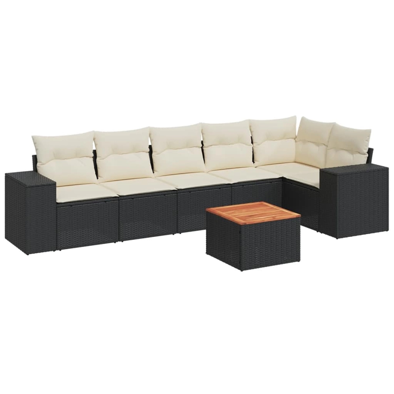 vidaXL 7-Tlg Garten-Sofagarnitur mit Kissen Schwarz Poly Rattan 3257785 günstig online kaufen