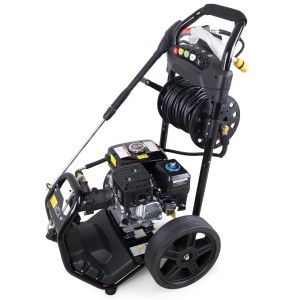 DeTec. Benzin Hochdruckreiniger mit Schlauchrolle, Dreckfräse und Flächenreiniger. 7 PS Motor.