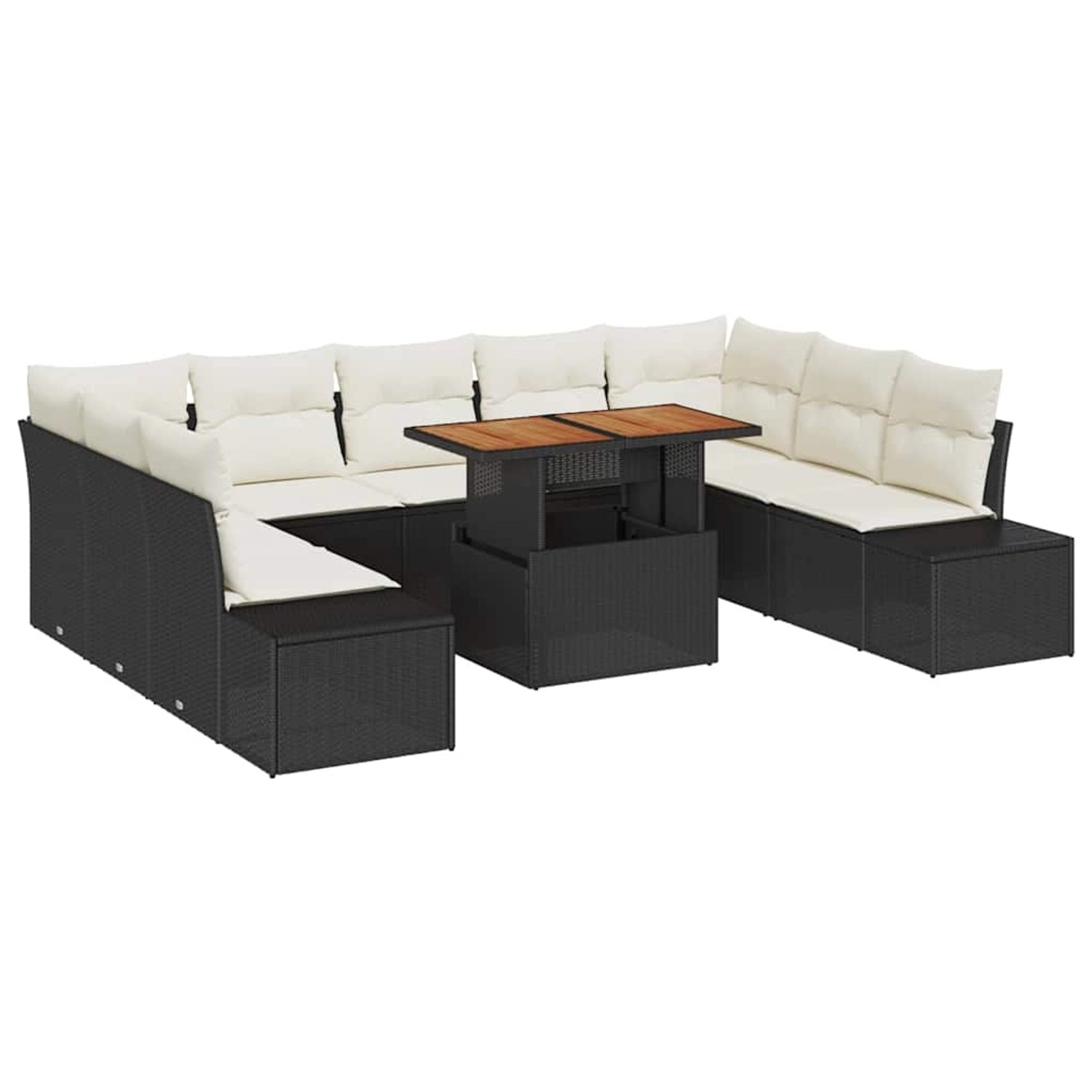 vidaXL Garten-Sofa-Set mit Speicher 10-Tlg Schwarz Poly Rattan 3358742 günstig online kaufen