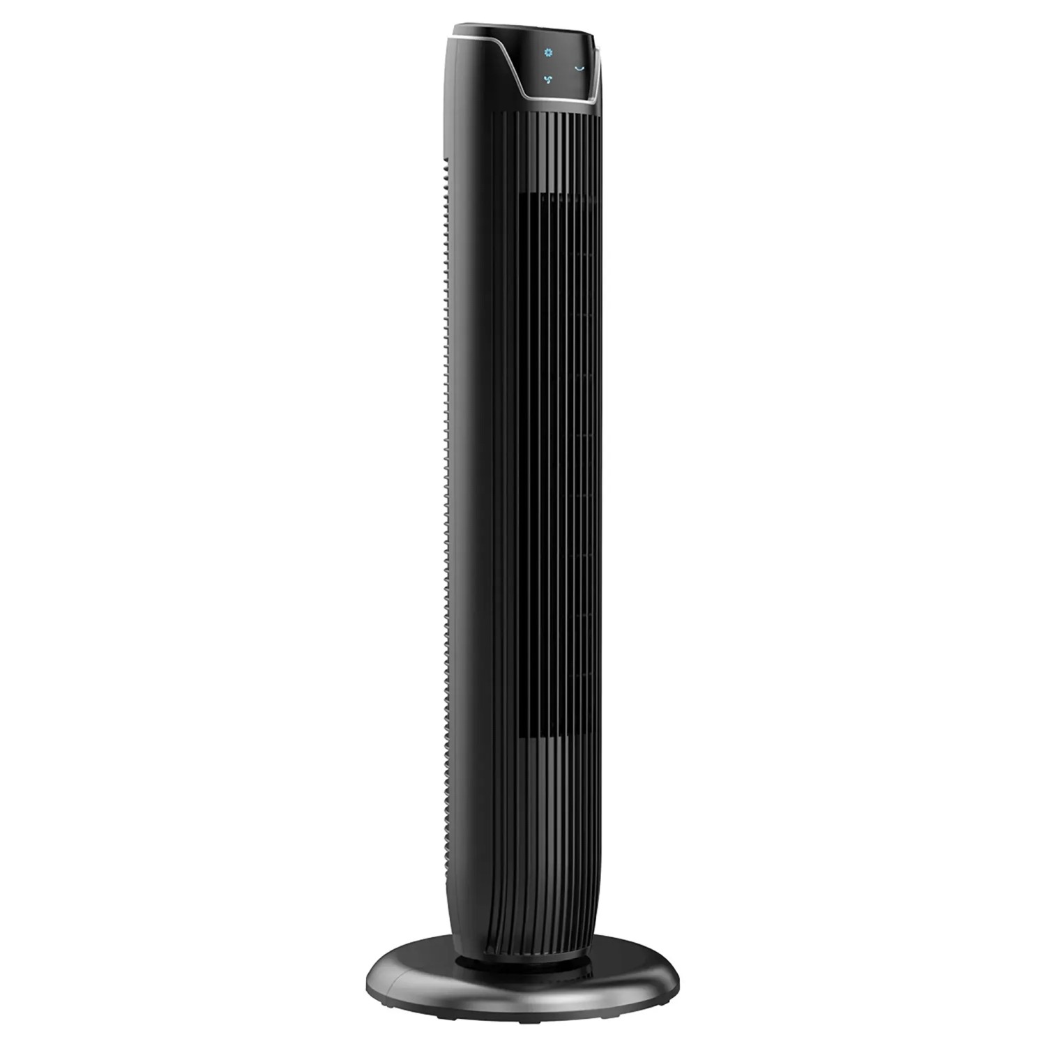 Schwarzer Midea Turmventilator FZ10-17JR, 91,8 cm hoch, mit LED-Display und runder Basis.