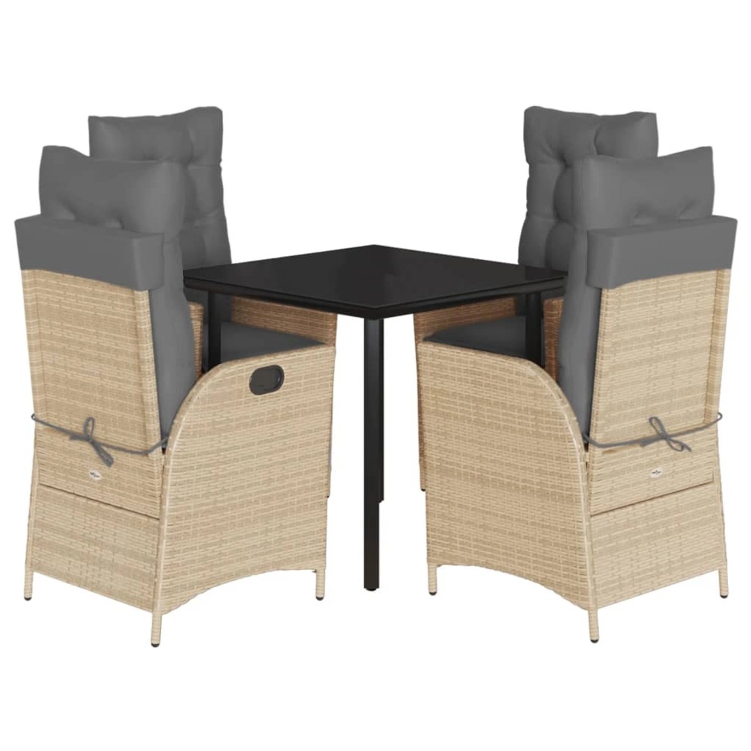 vidaXL 5-Tlg Garten-Essgruppe mit Kissen Beige Poly Rattan 3213266 günstig online kaufen