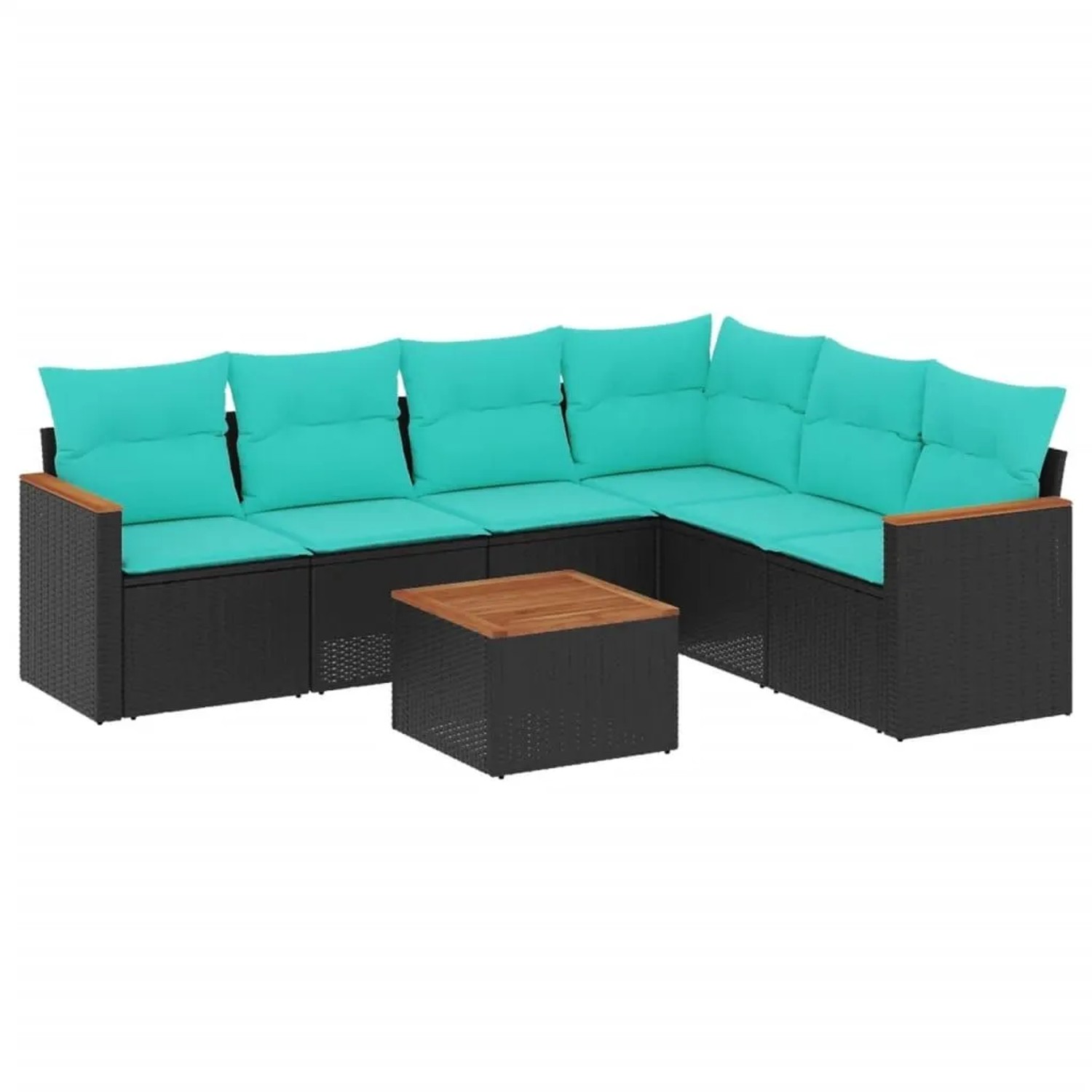 vidaXL 7-Tlg Gartensofa-Set mit Kissen Schwarz Polyrattan 3226008 günstig online kaufen