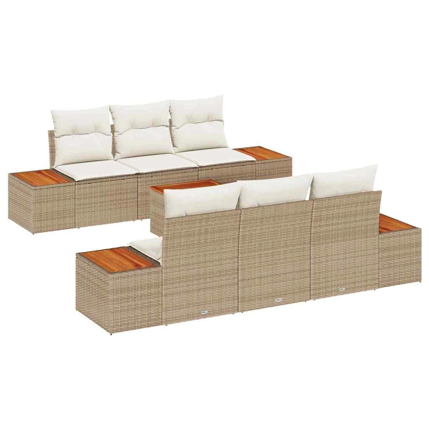vidaXL Garten-Sofa-Set mit Kissen mit Speicher 7-Tlg Beige Poly Rattan 3356 günstig online kaufen