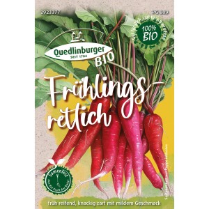 Bio-Frühlingsrettich Rosa Samen von Quedlinburger: Frühreife, rosa Rettich-Sorte für Garten und Beet.