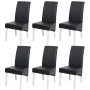 6er-Set MCW Esszimmerstühle M37, Leder schwarz, weiße Füße. Polsterstühle für Esszimmer und Küche.