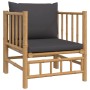 Bambus Gartenstuhl mit dunkelgrauen Kissen, Teil des vidaXL Lounge-Sets.