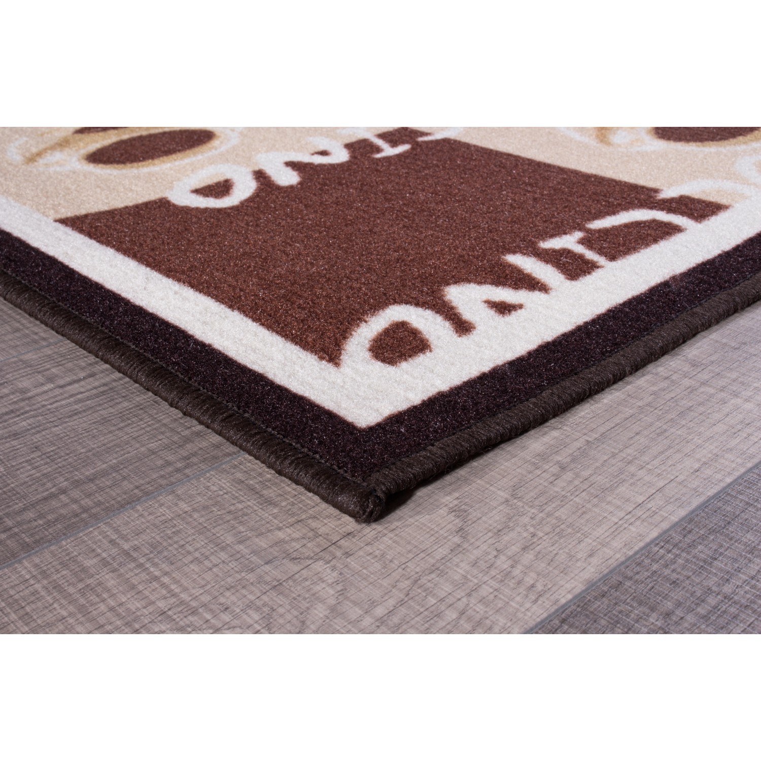 Teppichläufer Cappuccino, 67x180 cm, mit modernem Muster in Braun- und Beigetönen.