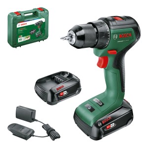 Bosch 18V Akku-Bohrschrauber UniversalDrill mit Akkus, Ladegerät und Koffer.